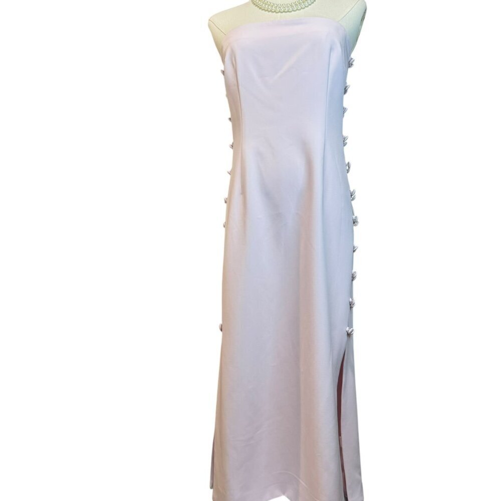 Gianni Bini Caelynn Bell Side Button Cut Out Bodycon Strapless Midi dres…